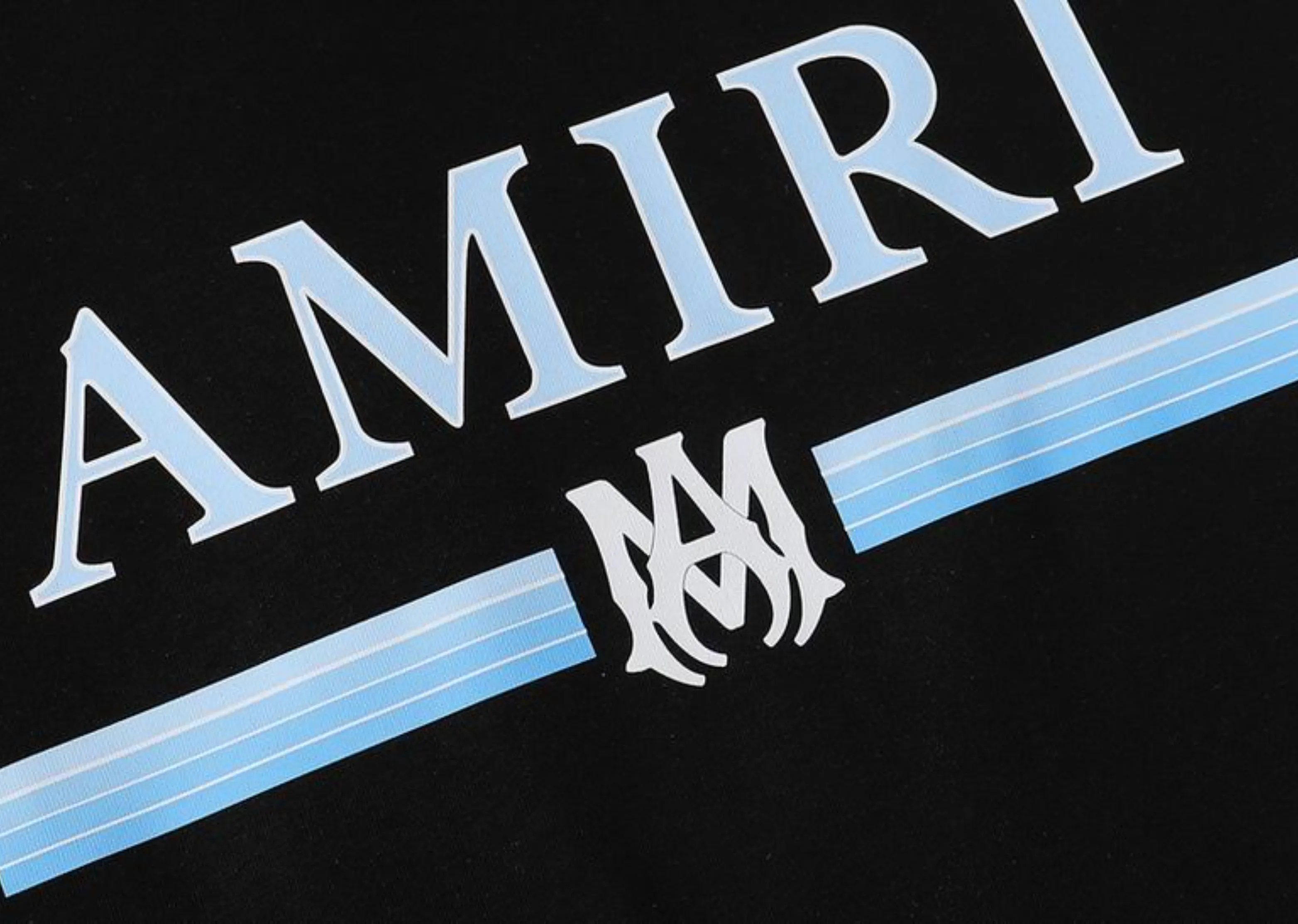 Amiri - Printed Blue Logo Black T-Shirt