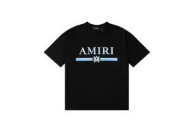 Amiri - Printed Blue Logo Black T-Shirt