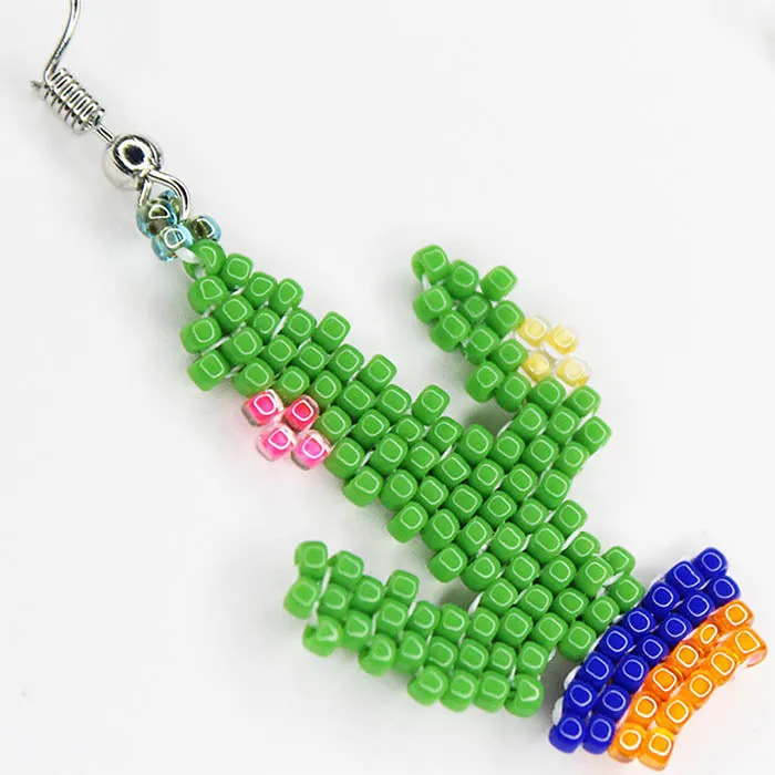 Beaded Cactus Earrings