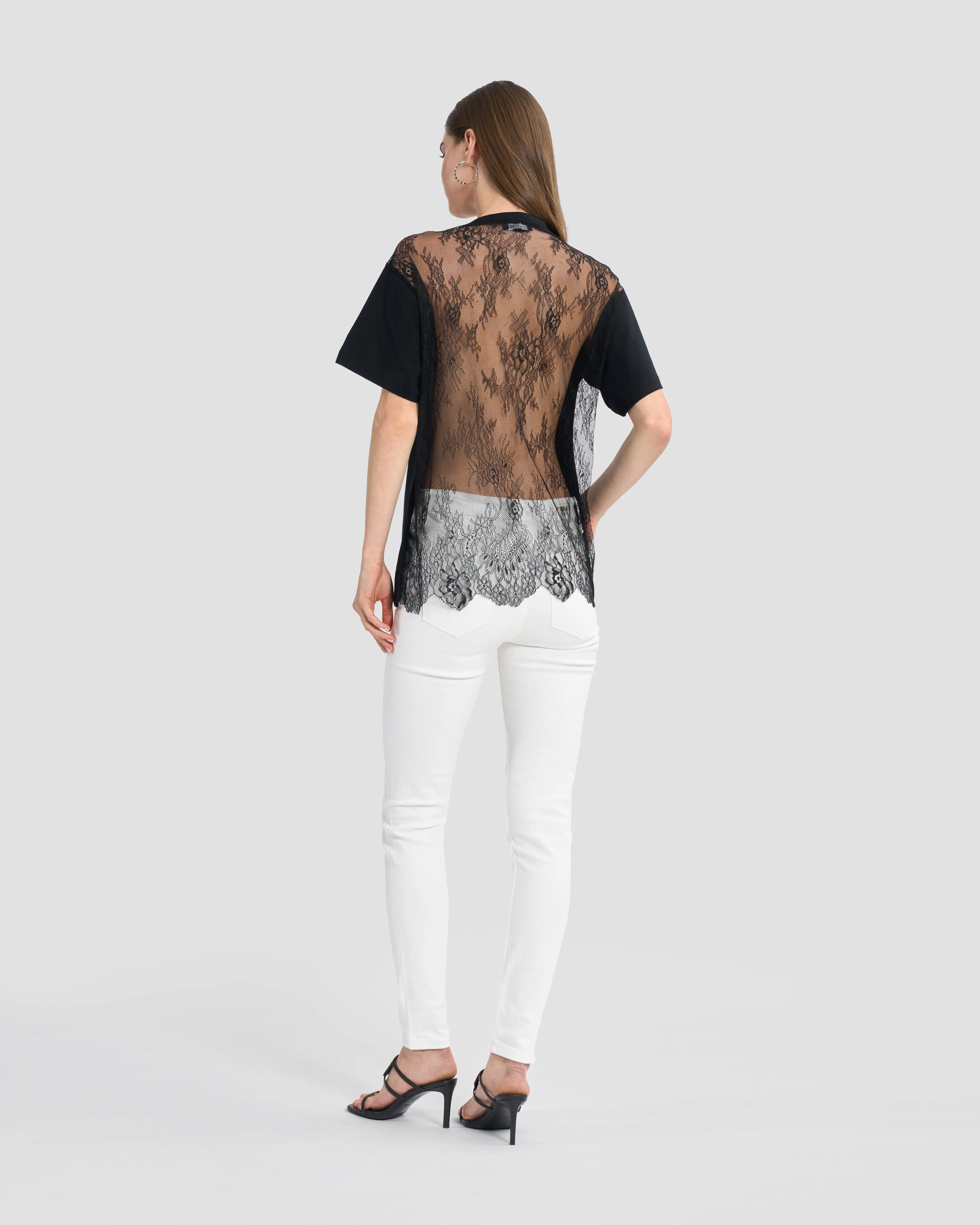 Beaded Lace Back T-Shirt