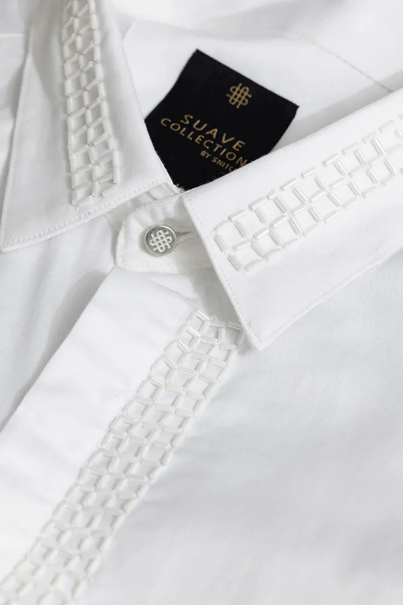 Beaded Line White Shirt