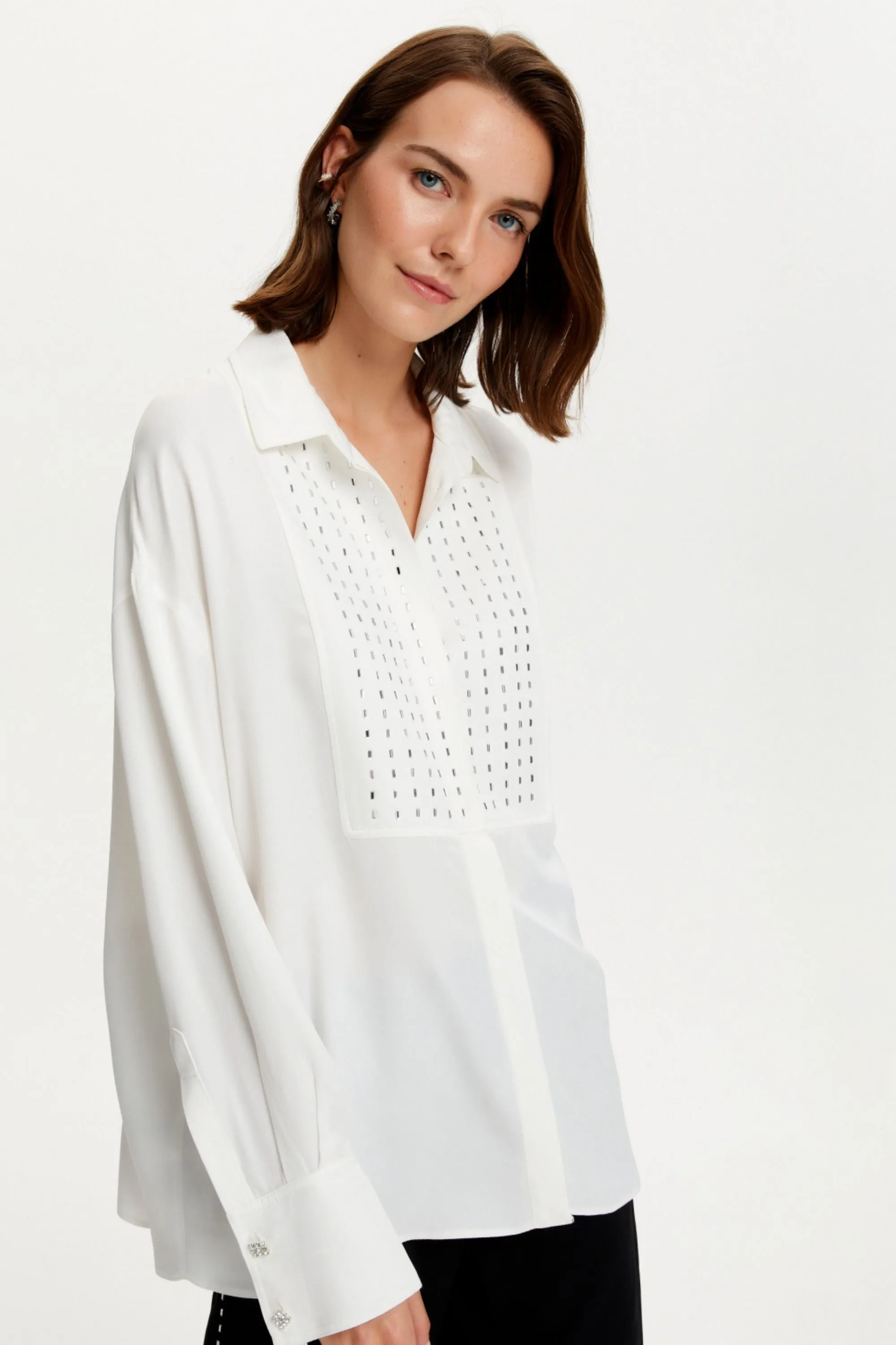 Beaded Oversized Shirt (Final Sale)