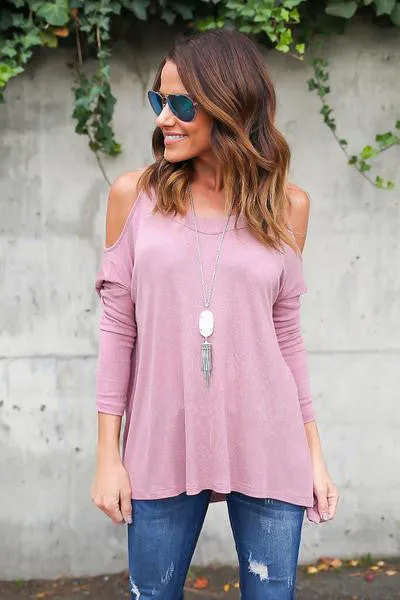 Bear Shoulder Scoop Pure Color Loose T-shirt