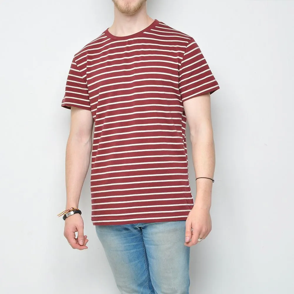 Bellfield - Striped T Shirt - Burgundy