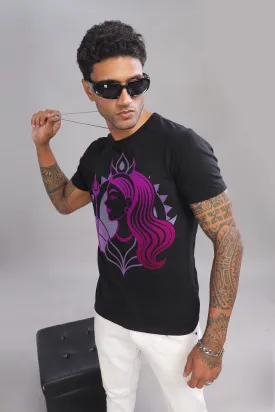 Bhavya - 100% Cotton Black Crewneck Half Sleeve T-Shirt