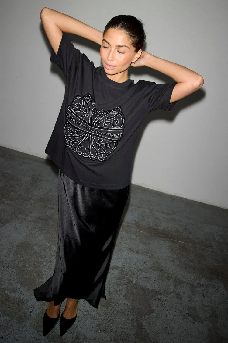 Black Beaded Logo T-shirt