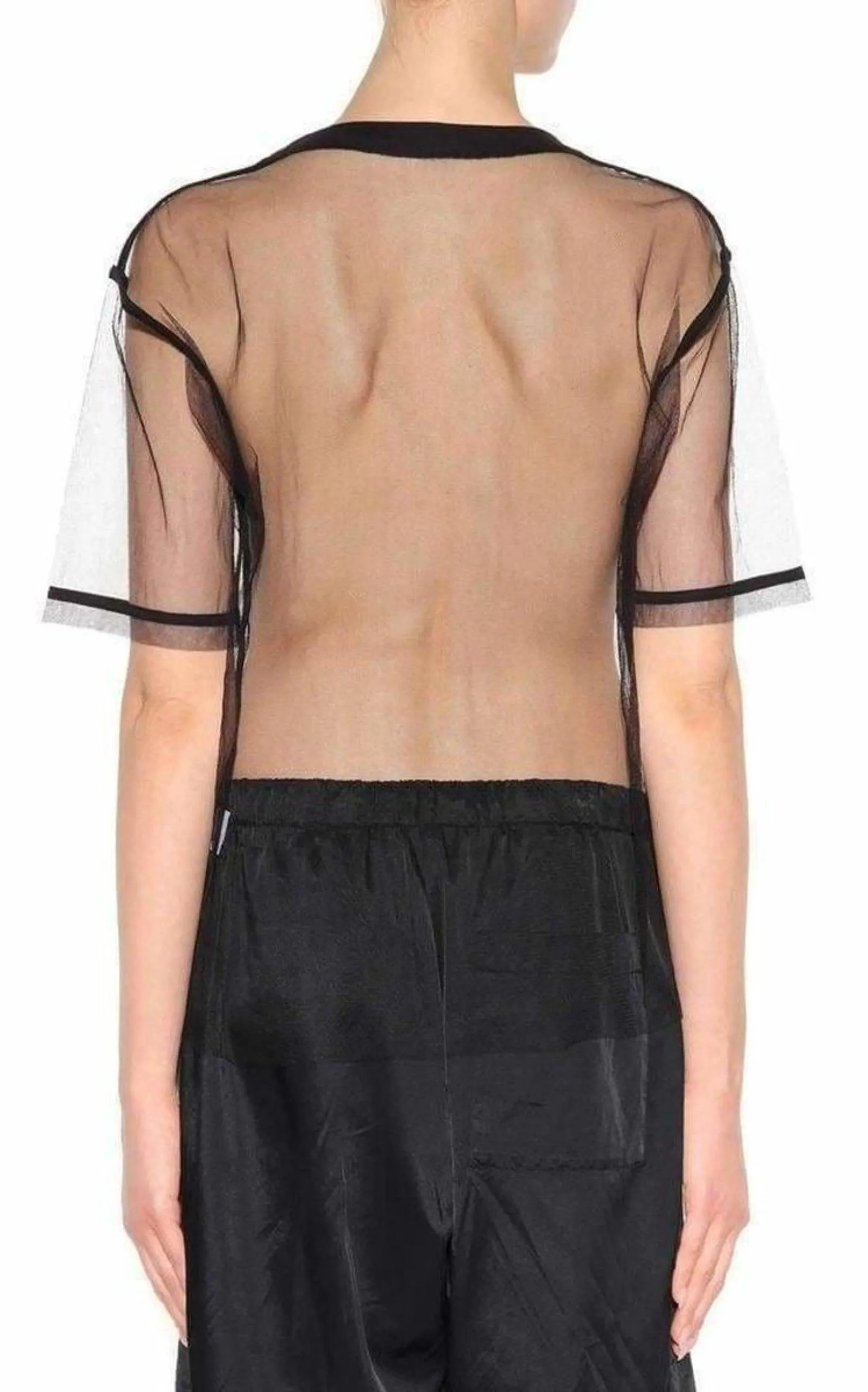 Black Mesh Sheer Shirt