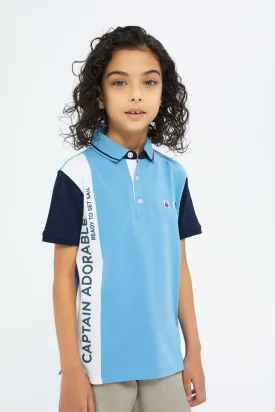 Boys Blue And Navy Polo Shirt