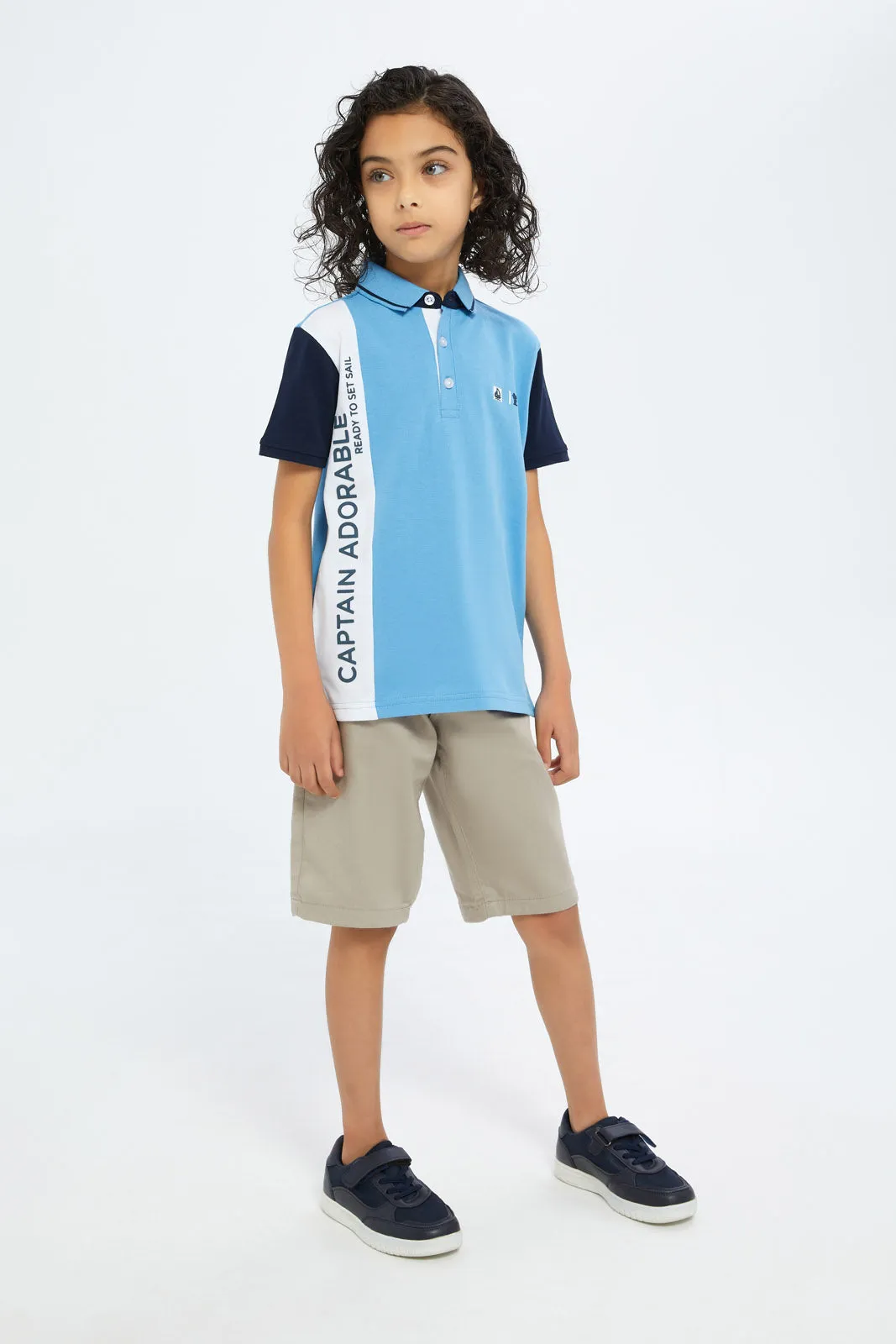 Boys Blue And Navy Polo Shirt