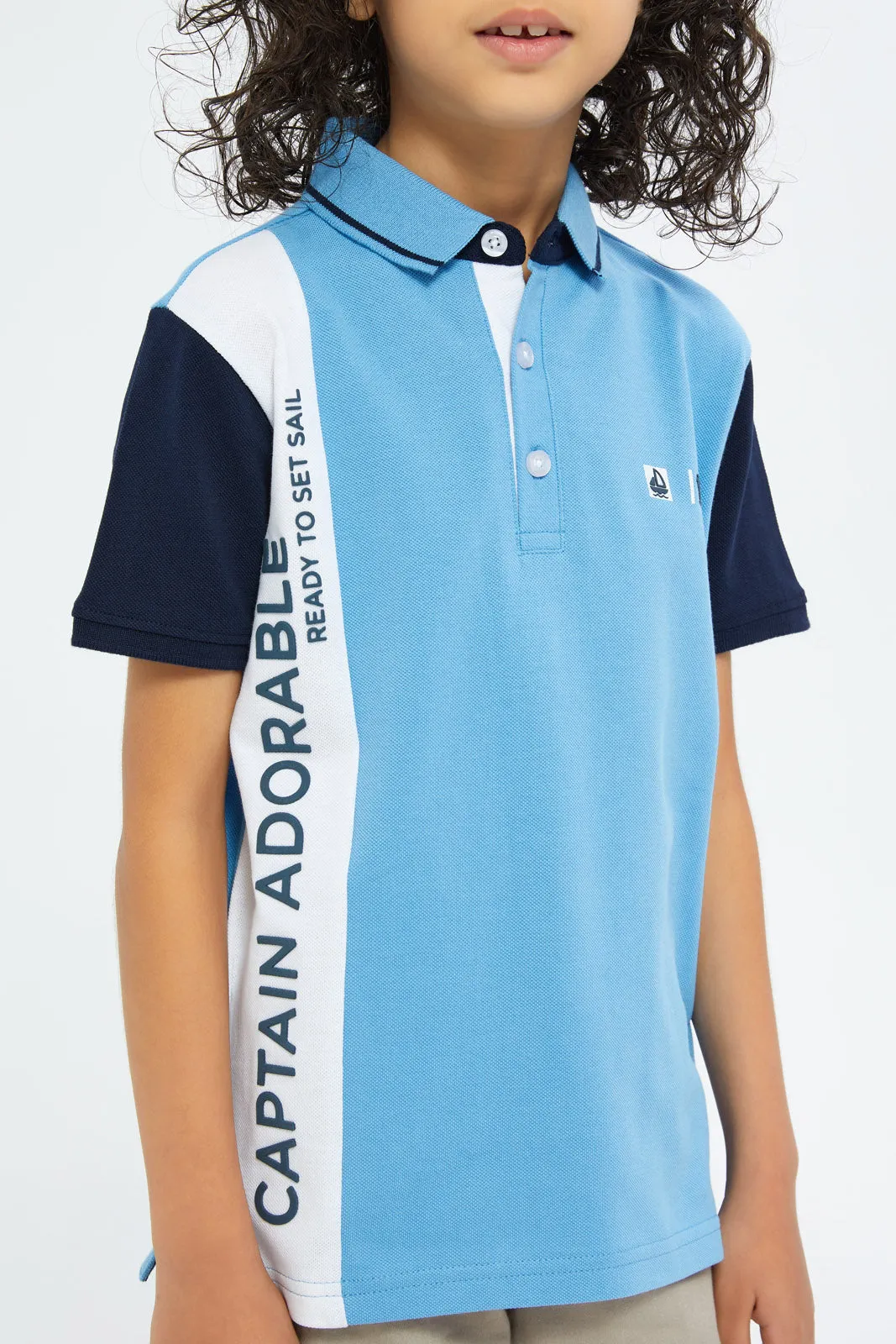 Boys Blue And Navy Polo Shirt