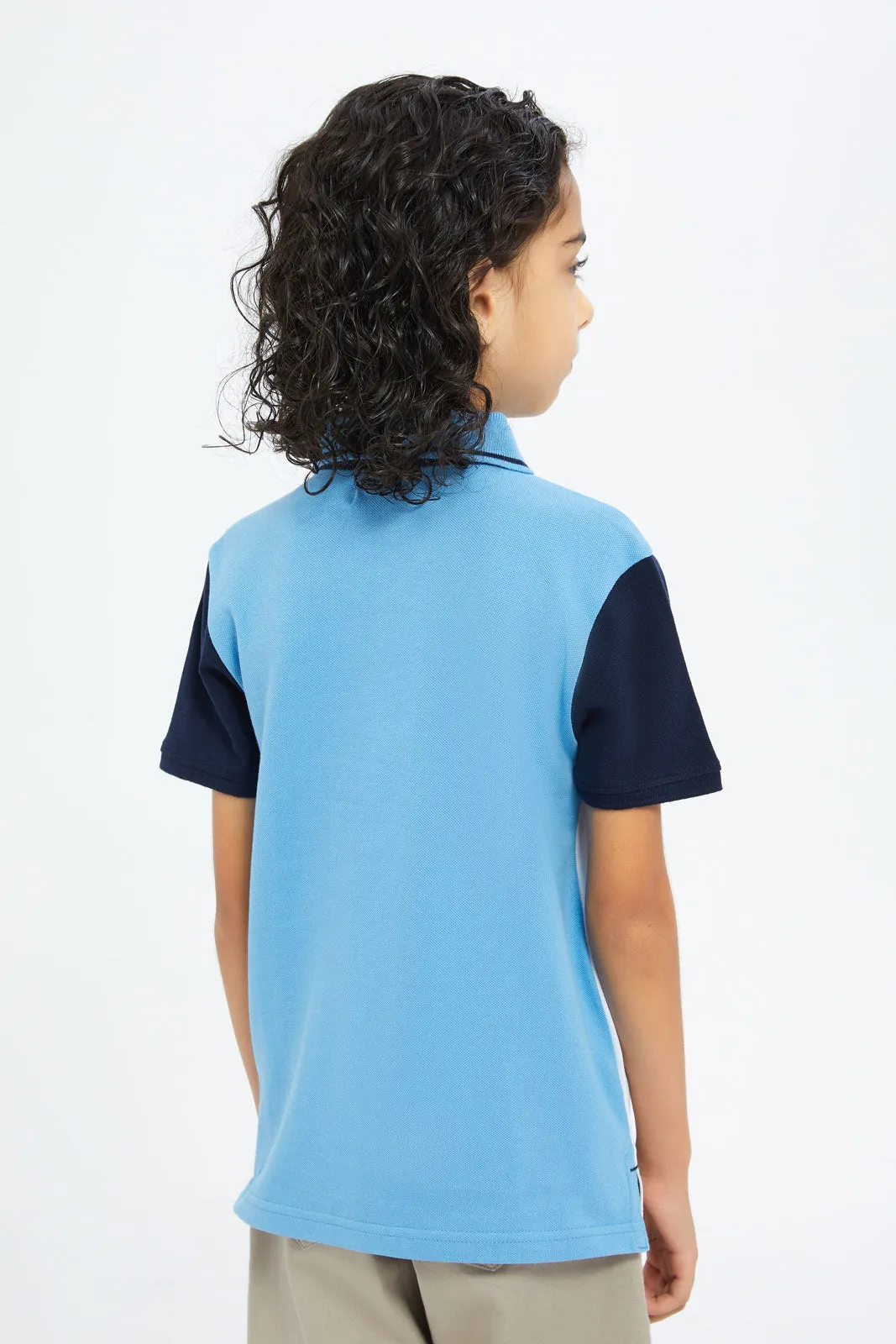 Boys Blue And Navy Polo Shirt