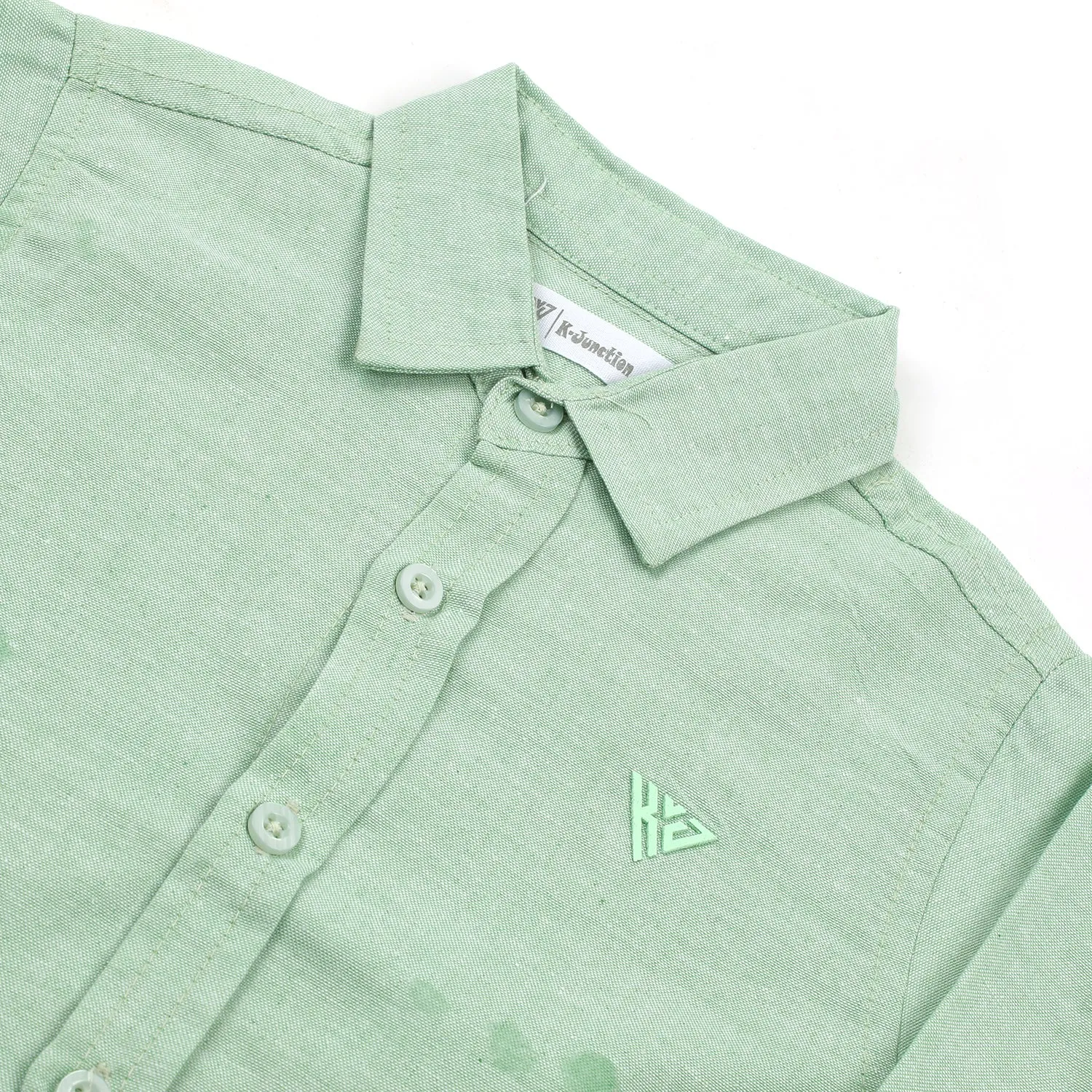 Boys Chambray Casual Full Sleeves Shirt - Ice Green