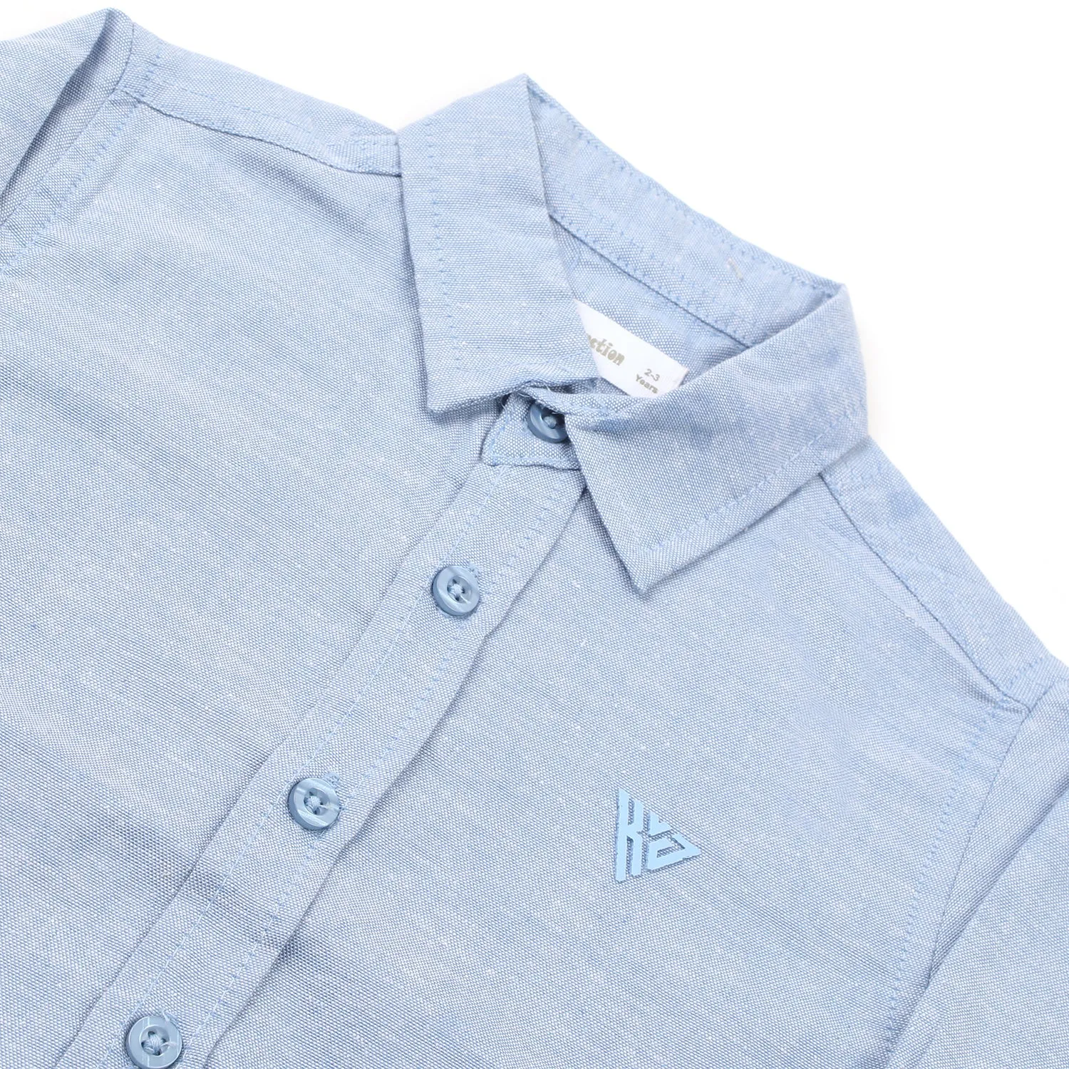 Boys Chambray Casual Full Sleeves Shirt - Light Blue