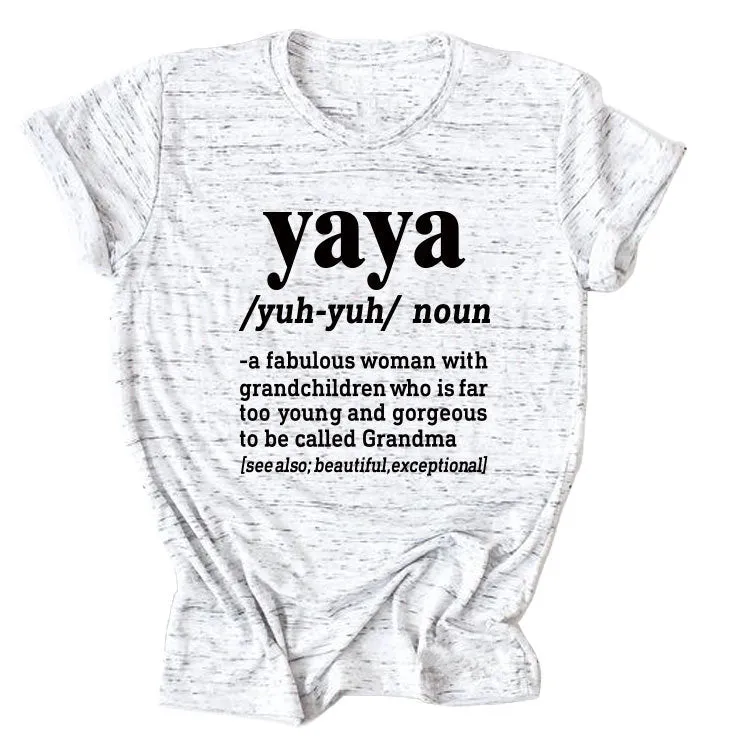 Casual round neck yaya yuh yun noun simple printing short sleeves