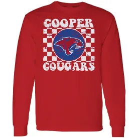 Cooper Cougars - Checkered Long Sleeve T-Shirt