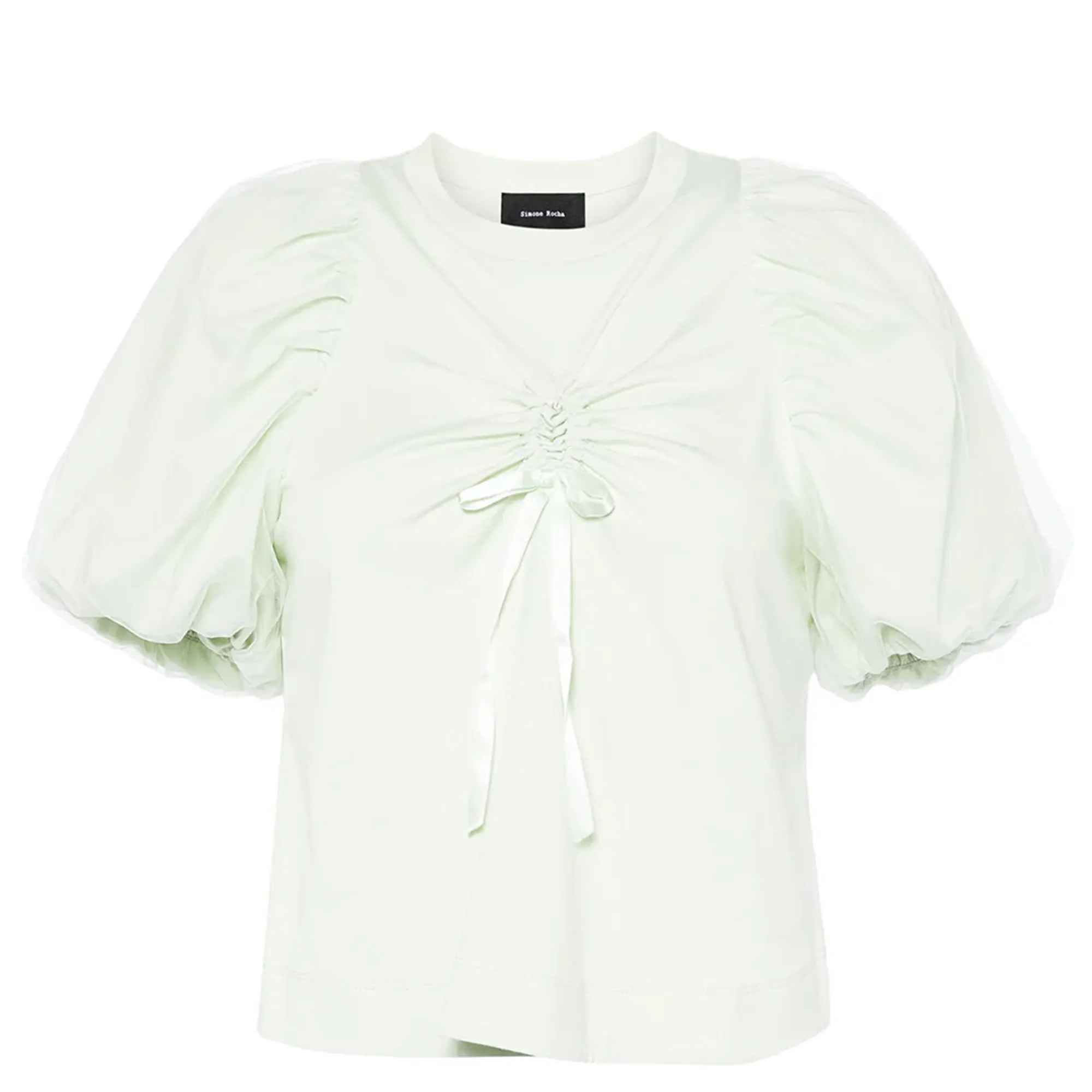 Cropped Ruched Bow T-Shirt