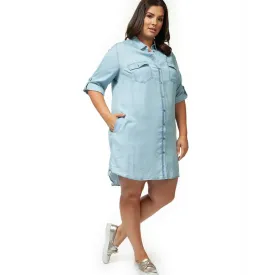 Denim Shirt Dress - Plus Sizes