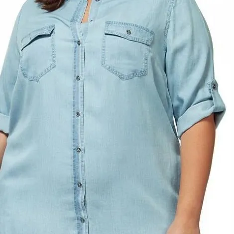 Denim Shirt Dress - Plus Sizes