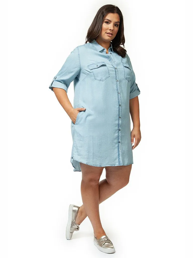 Denim Shirt Dress - Plus Sizes