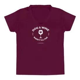 Dog & Wine Ladies' V-Neck T-Shirt