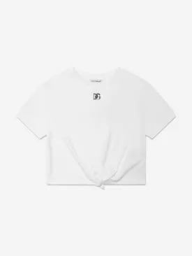 Dolce & Gabbana Girls Tie Front T-Shirt in White