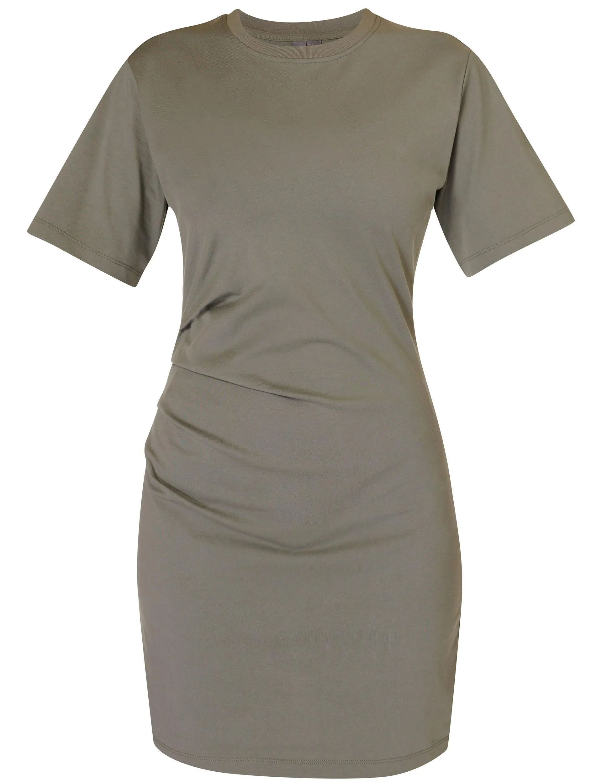 Easy Ruched T-Shirt Dress - Umbra Green