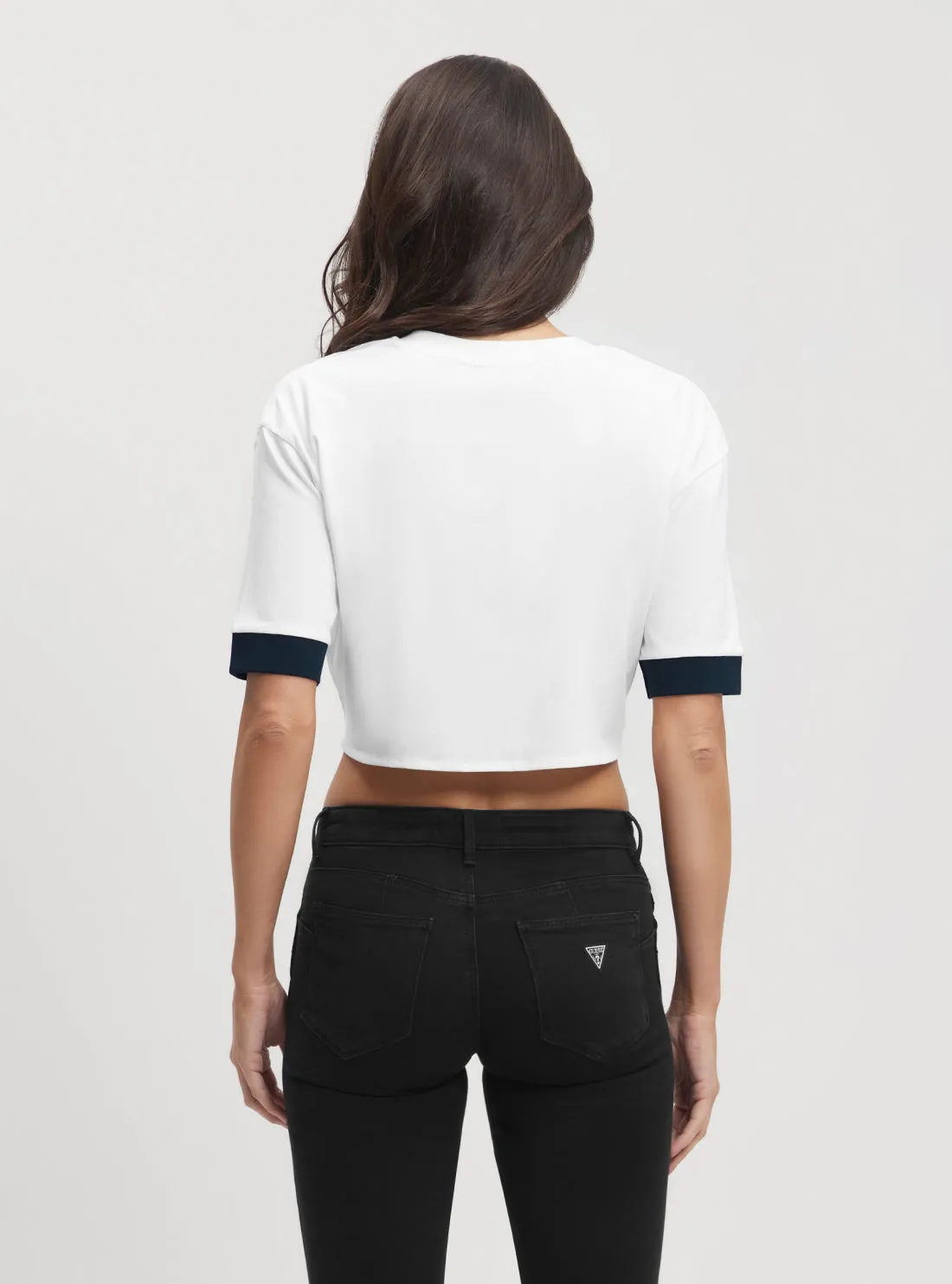 Eco White Mylah Knot Crop T-Shirt