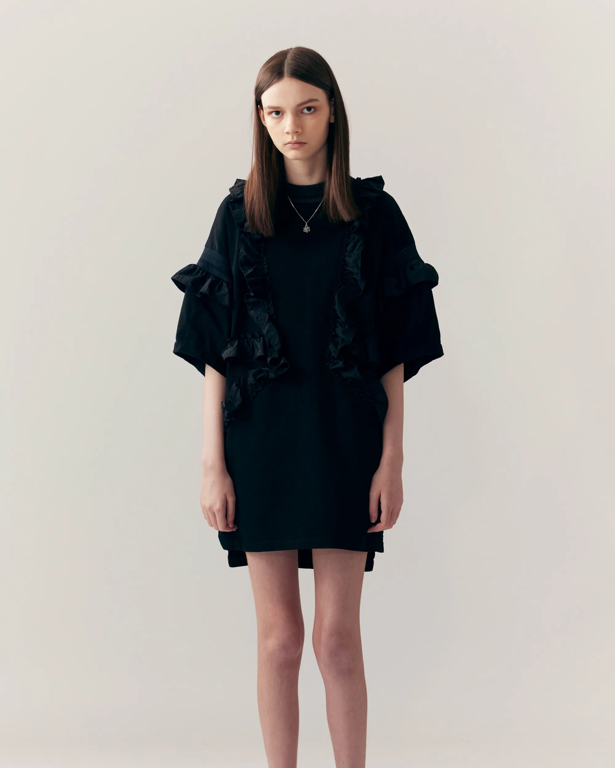 Elysia Ruffle Dress - Black