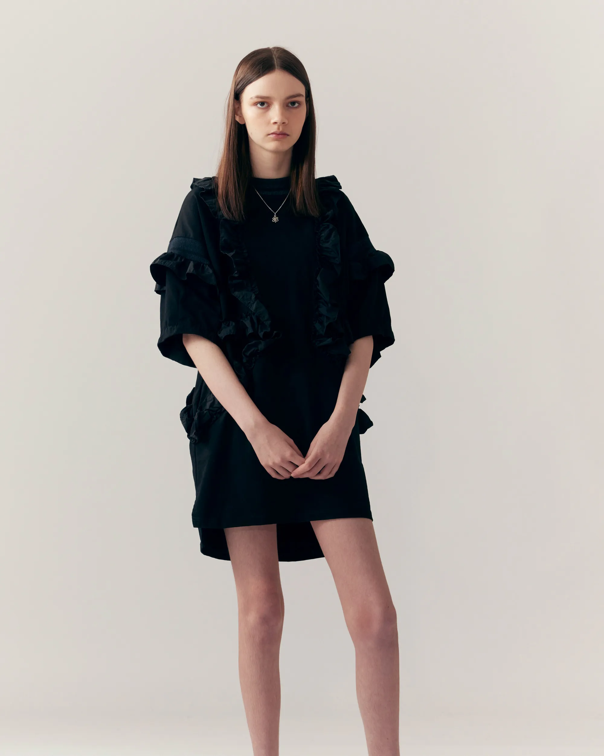 Elysia Ruffle Dress - Black