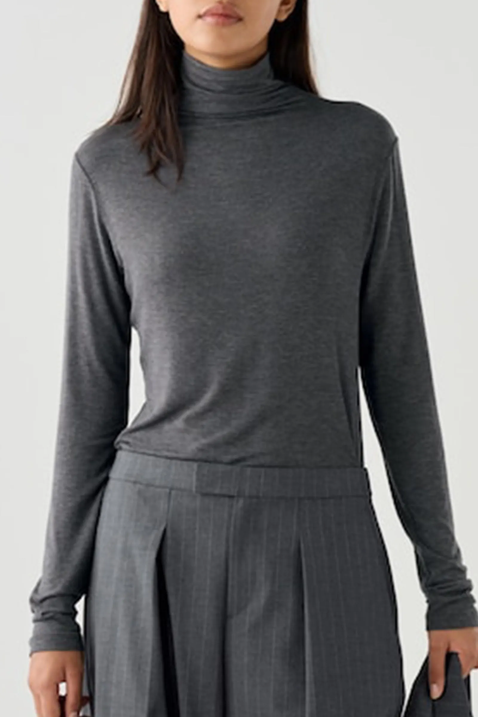 Extra Warm Cashmere Blend High Neck T-Shirt