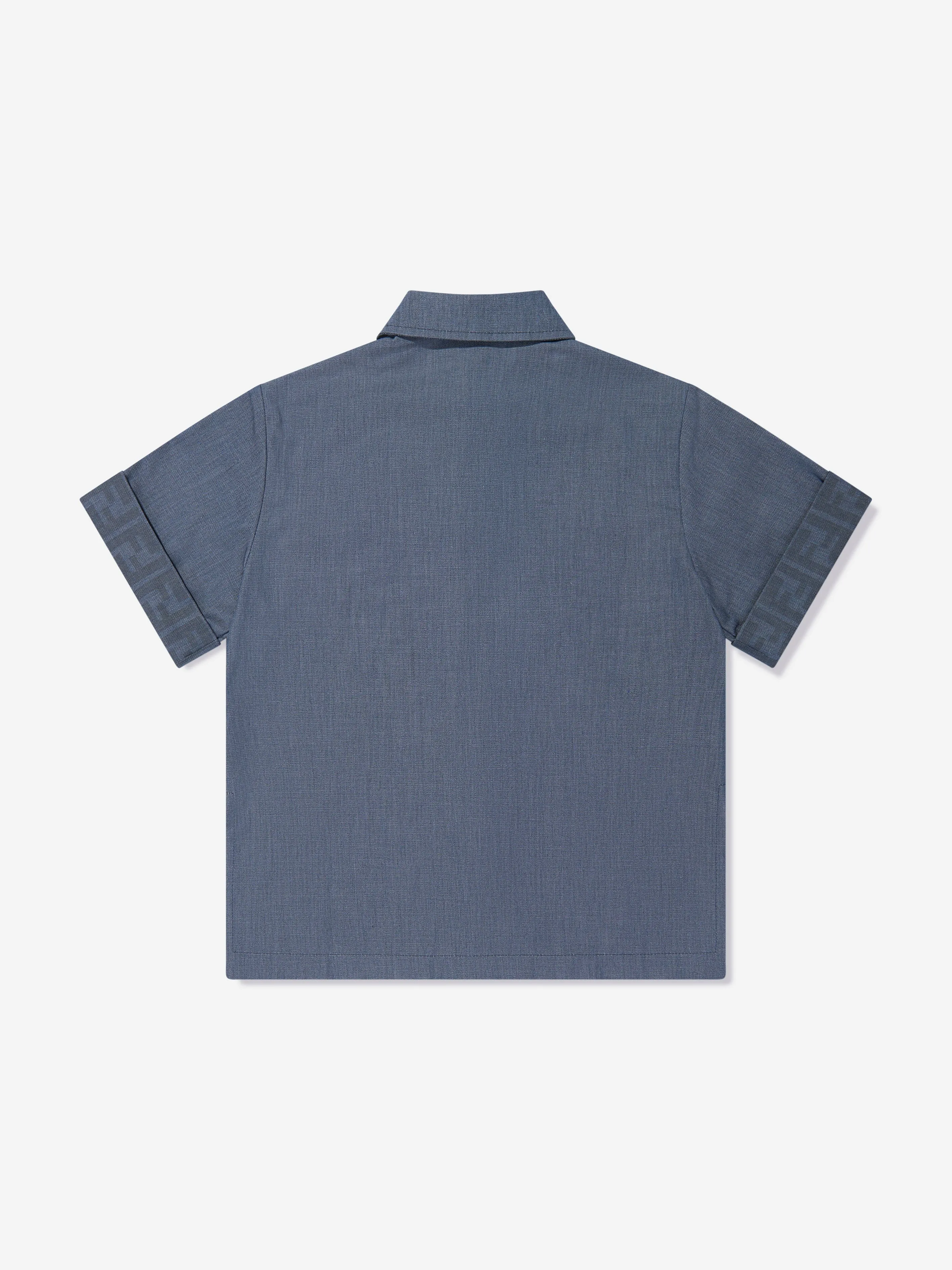 Fendi Boys Chambray Pocket Shirt in Blue