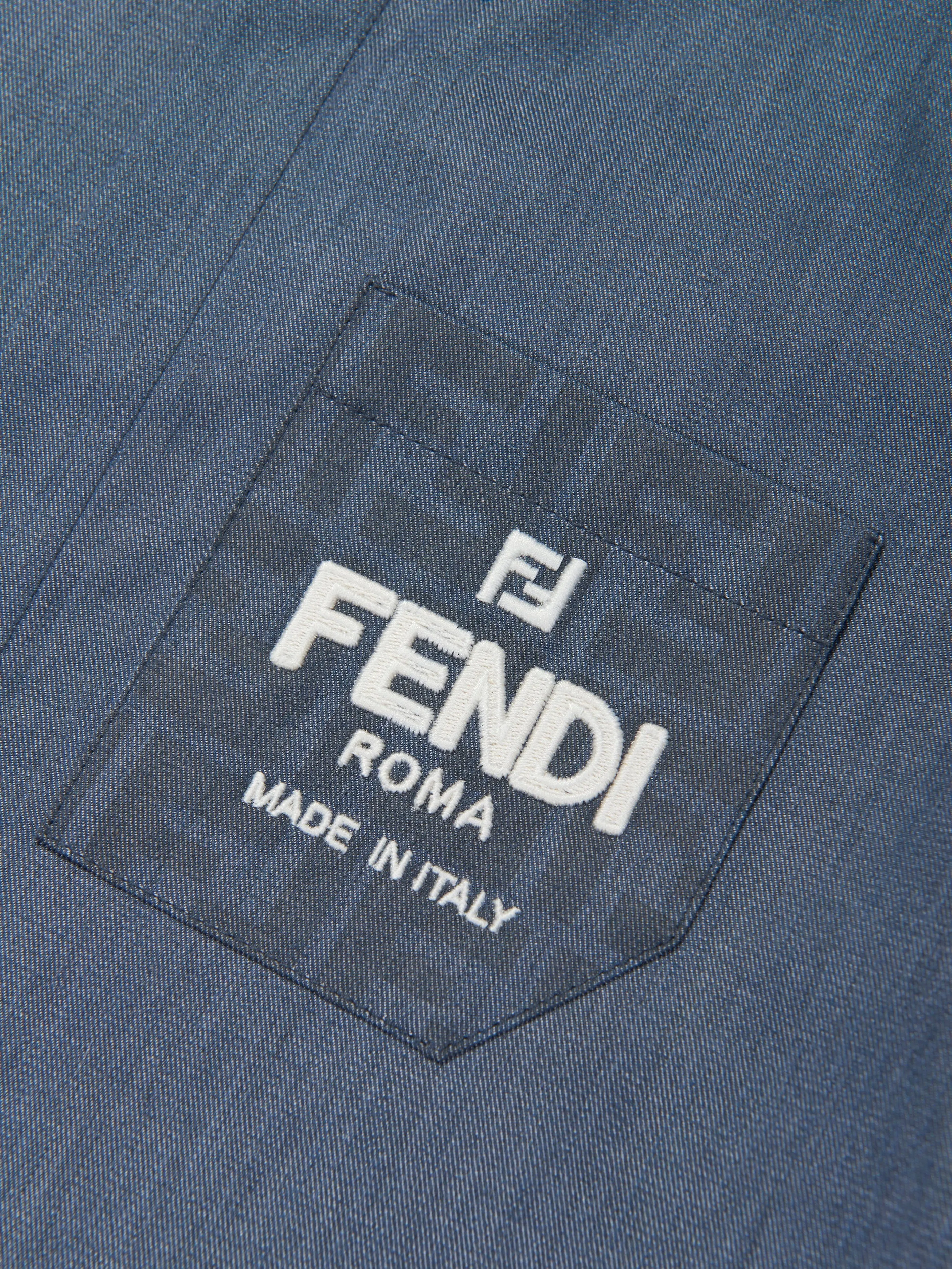 Fendi Boys Chambray Pocket Shirt in Blue