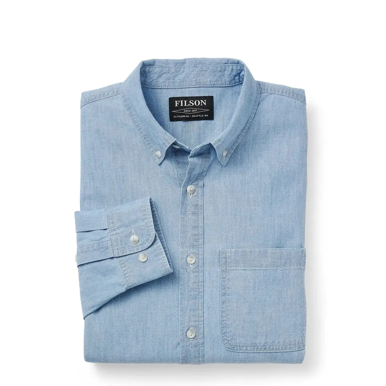 Filson Chambray Button Down Shirt Light Indigo