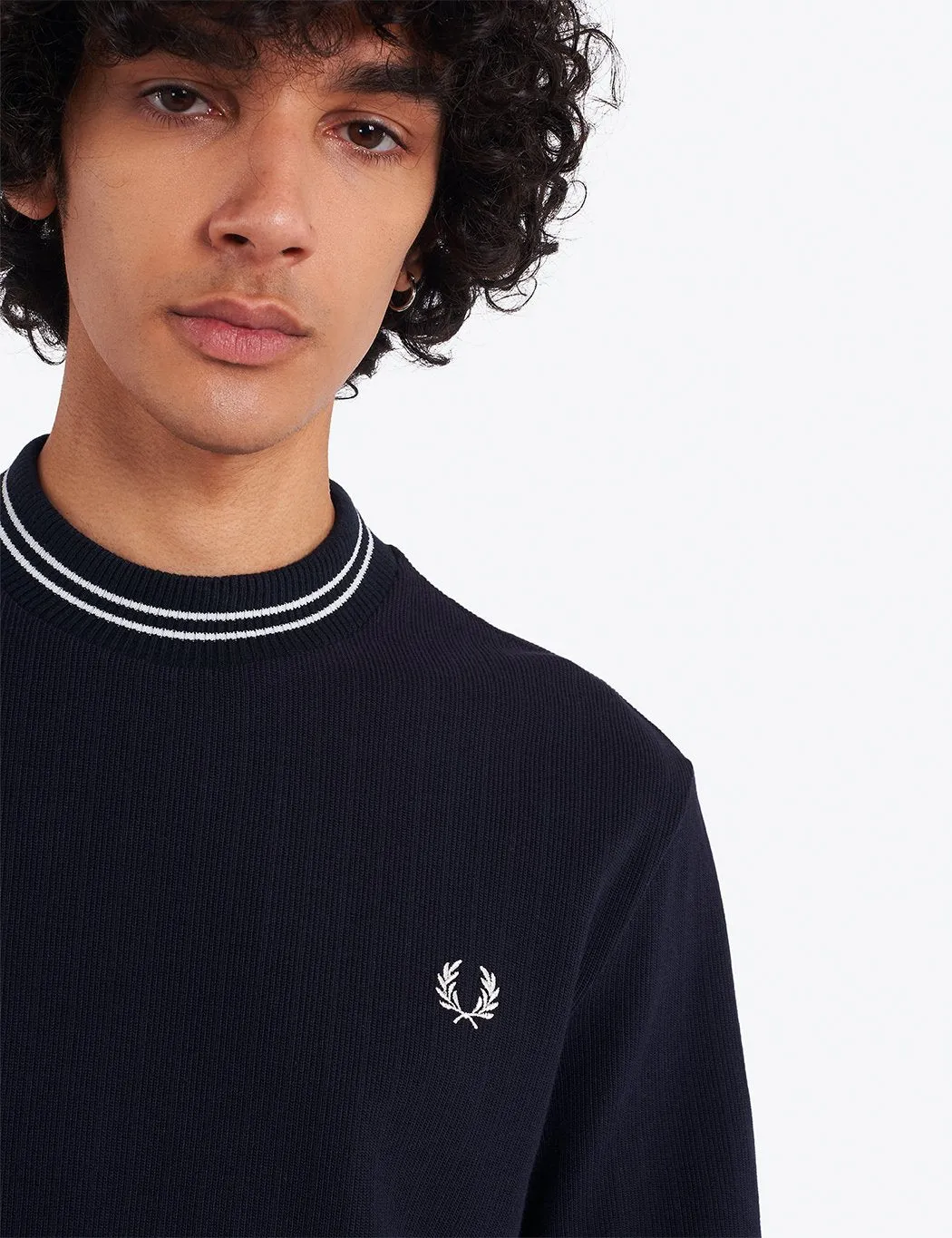 Fred Perry Reissue Crew Neck Pique T-Shirt - Navy Blue