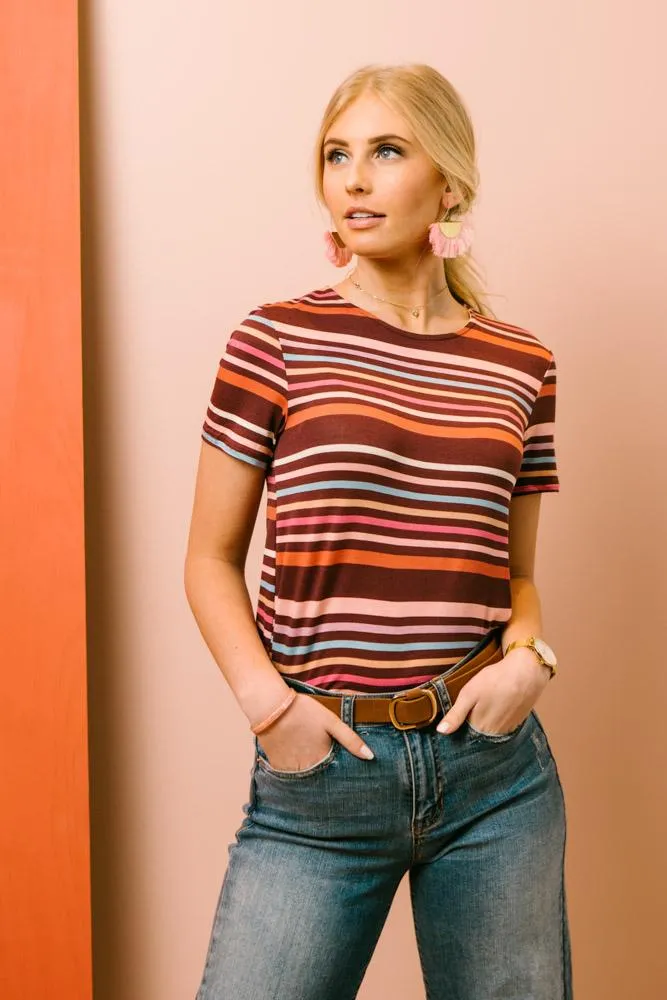 Free and Easy Striped Tee in Rust