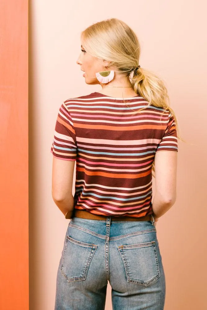 Free and Easy Striped Tee in Rust