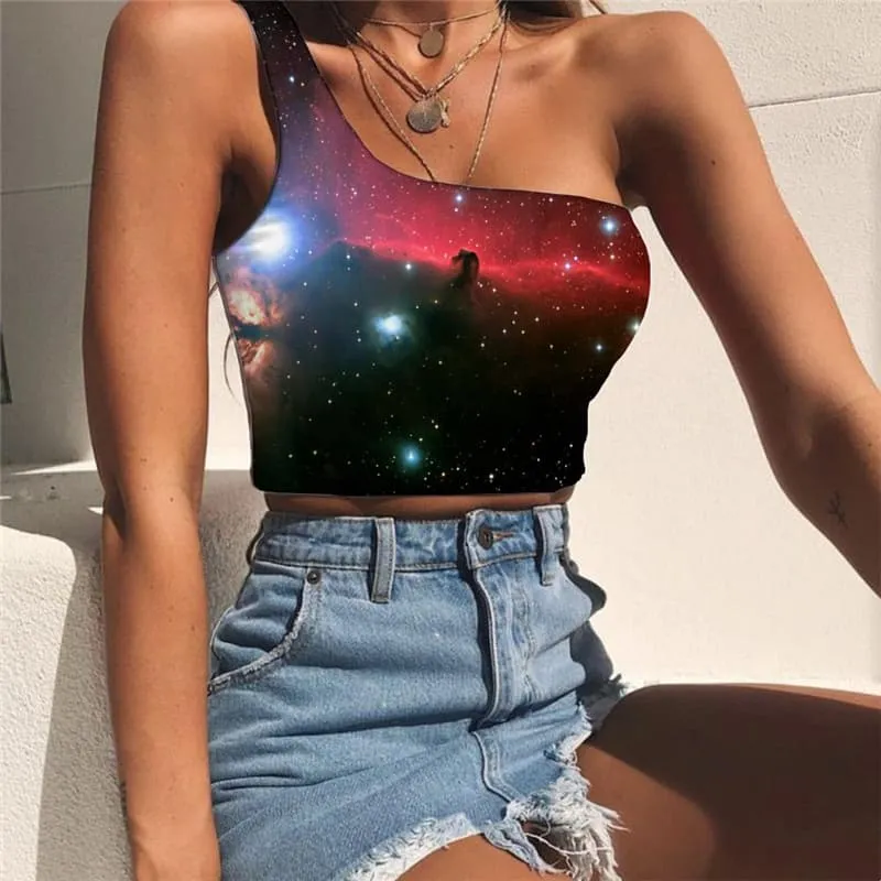 Galaxy Vest Tops Women Space Tees Graphic Universe Sleeveless Shirt