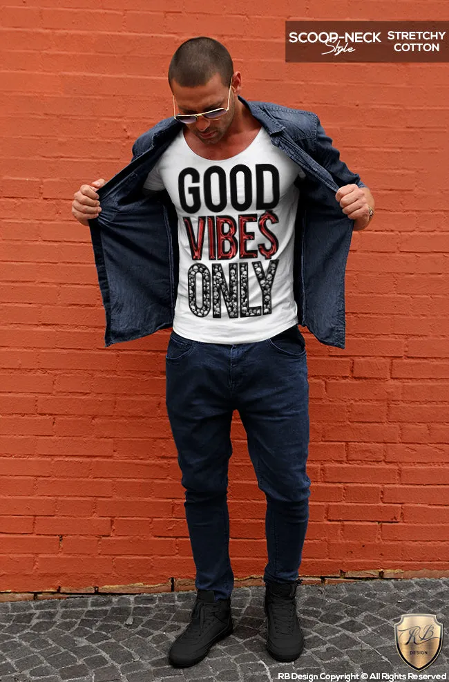 Good Vibes Only Mens T-shirt Cool Saying  RB Design Top MD723