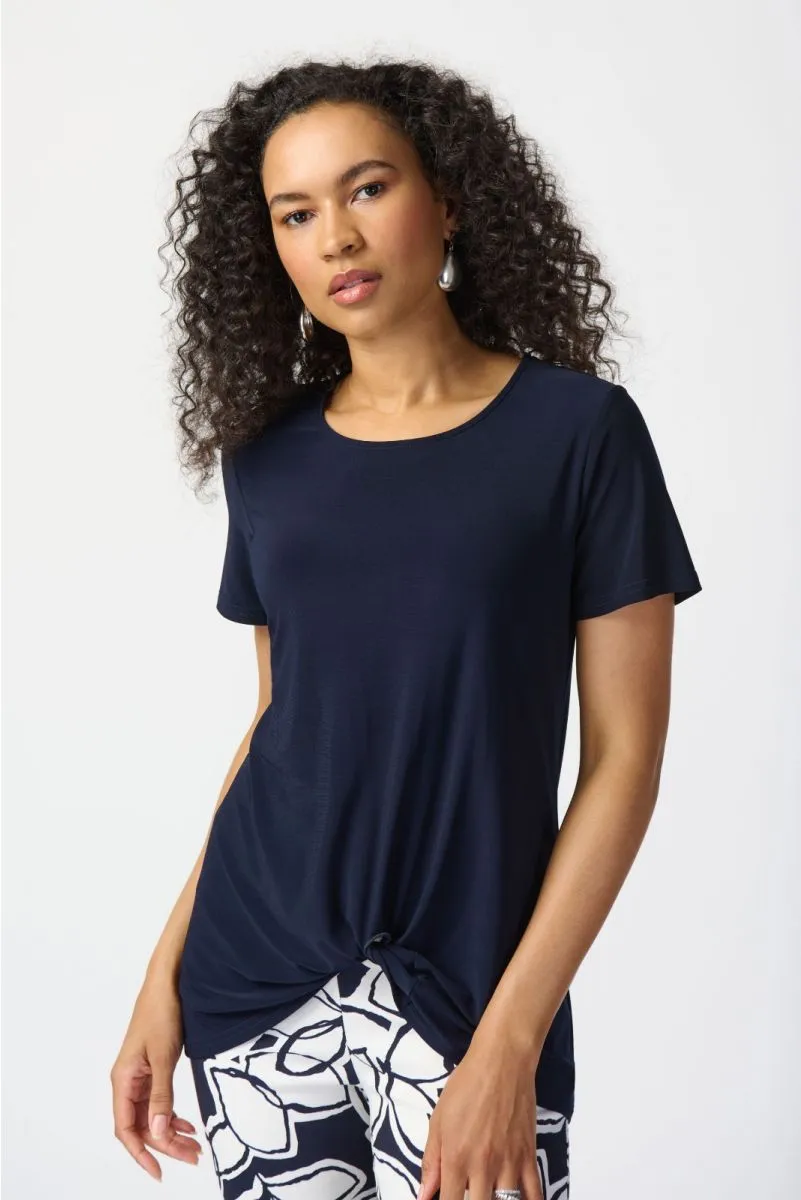 Joseph Ribkoff Knot Front Short Sleeve T-Shirt Top 241290