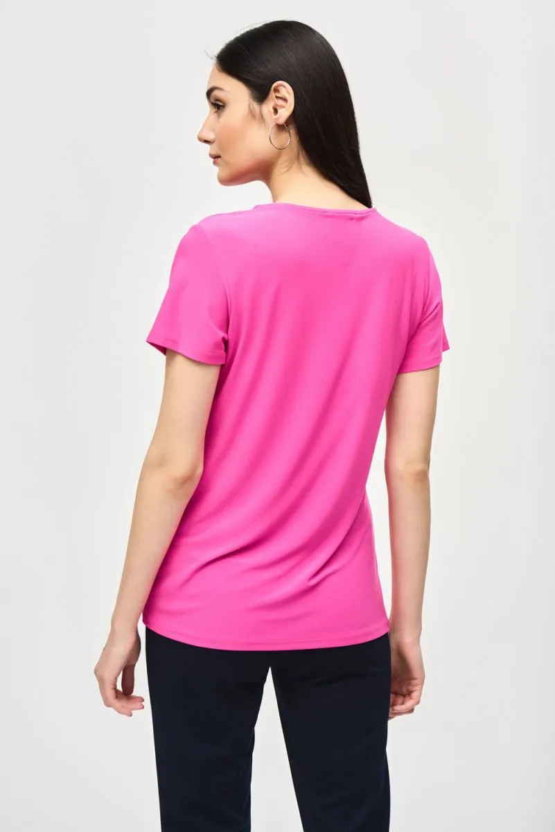 Joseph Ribkoff Knot Front Short Sleeve T-Shirt Top 241290