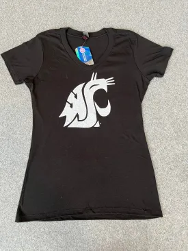 Ladies Black WSU V-Neck T-Shirt