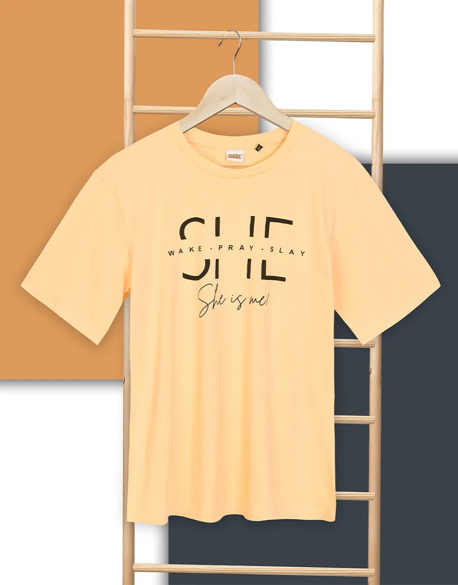 Ladies Printed T-Shirt -Yellow