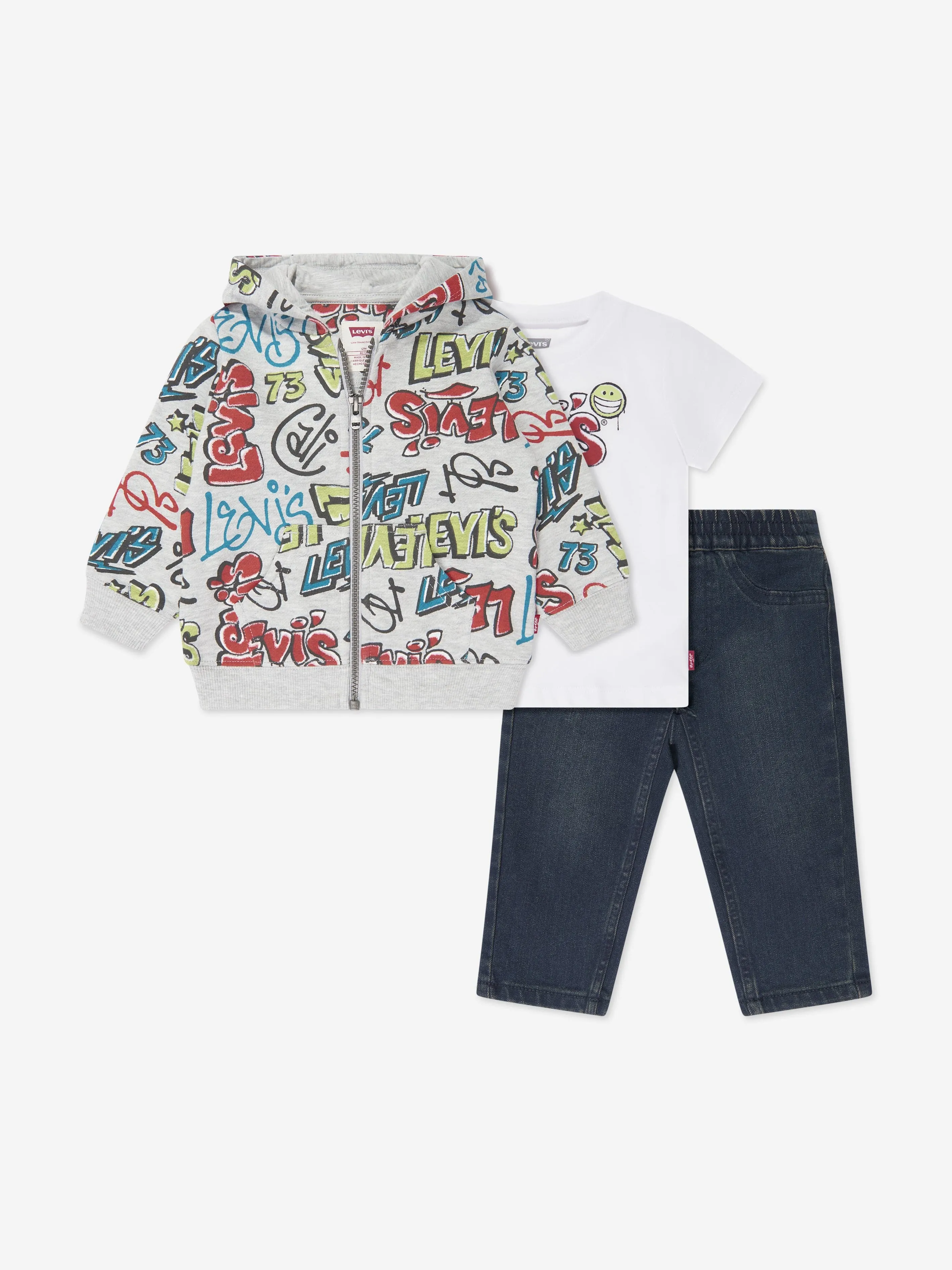 Levi's Baby Graffiti Tag Denim Set in Grey