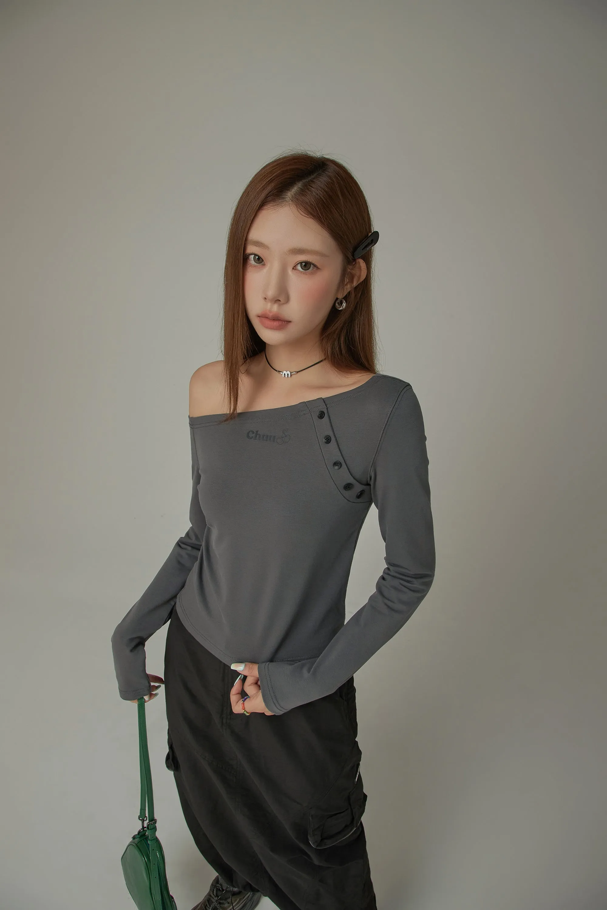 Logo One Shoulder Unbalanced T-Shirt