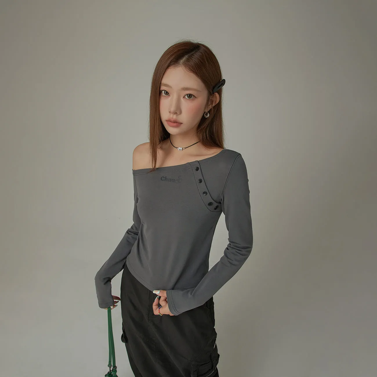 Logo One Shoulder Unbalanced T-Shirt