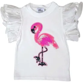 Lola   The Boys Beaded Flamingo Ruffle T-shirt