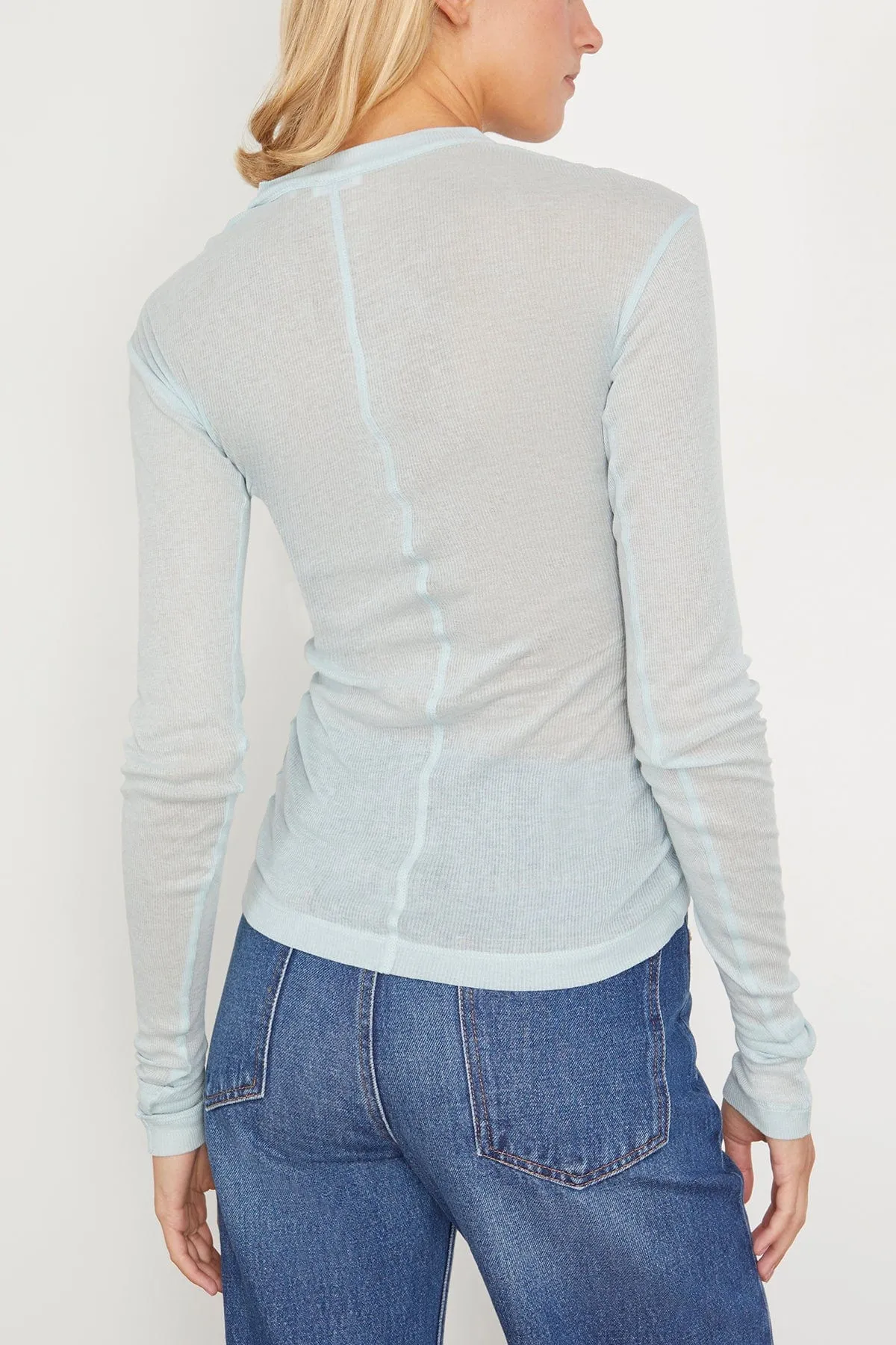 Long Sleeve Jersey Top in Coastal Blue