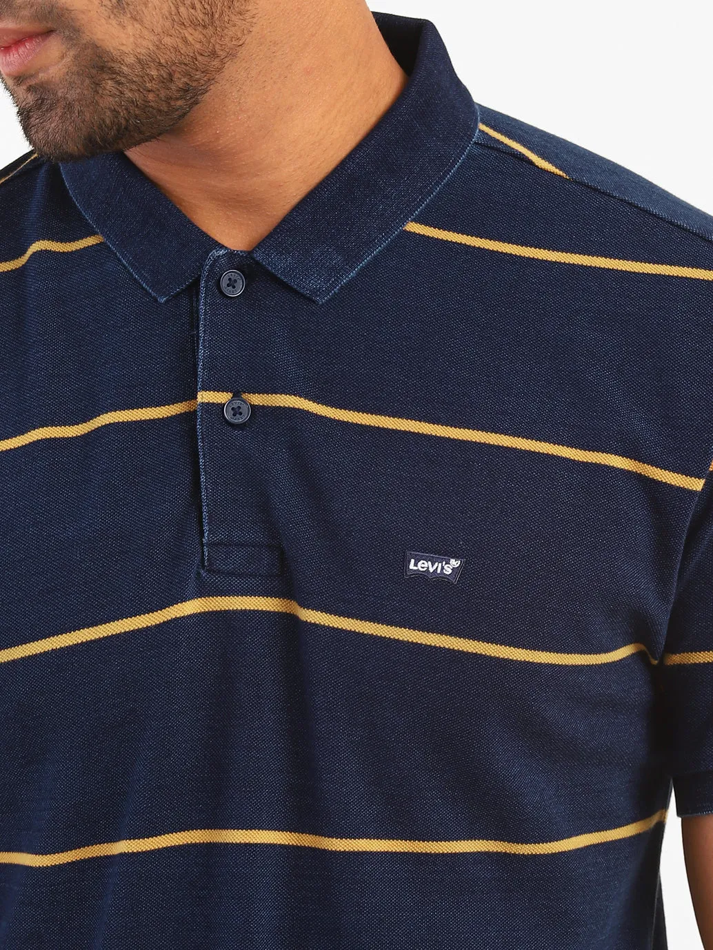 Men's Blue Polo Collar T-Shirt