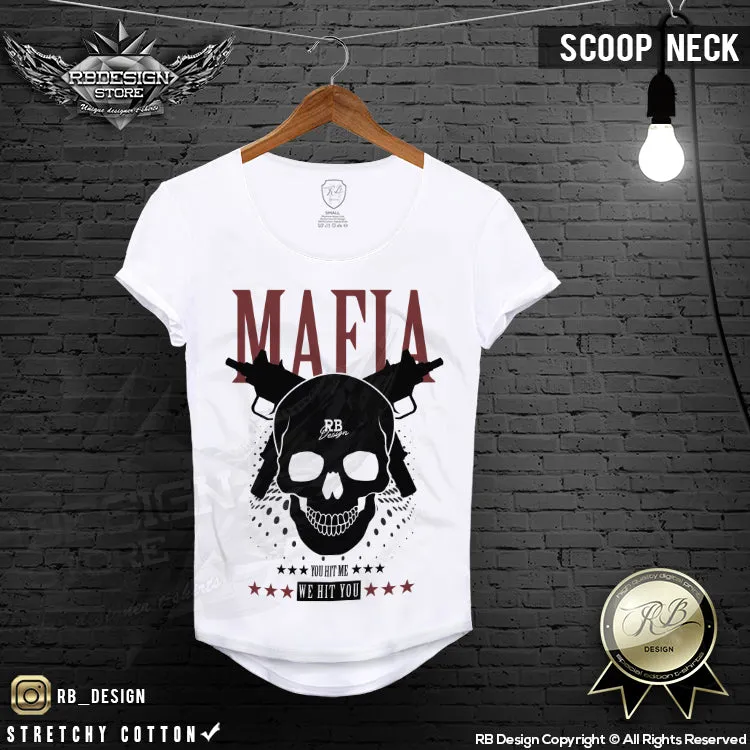 Men's Mafia T-shirt Gangster Skull Uzi Machine Gun MD627