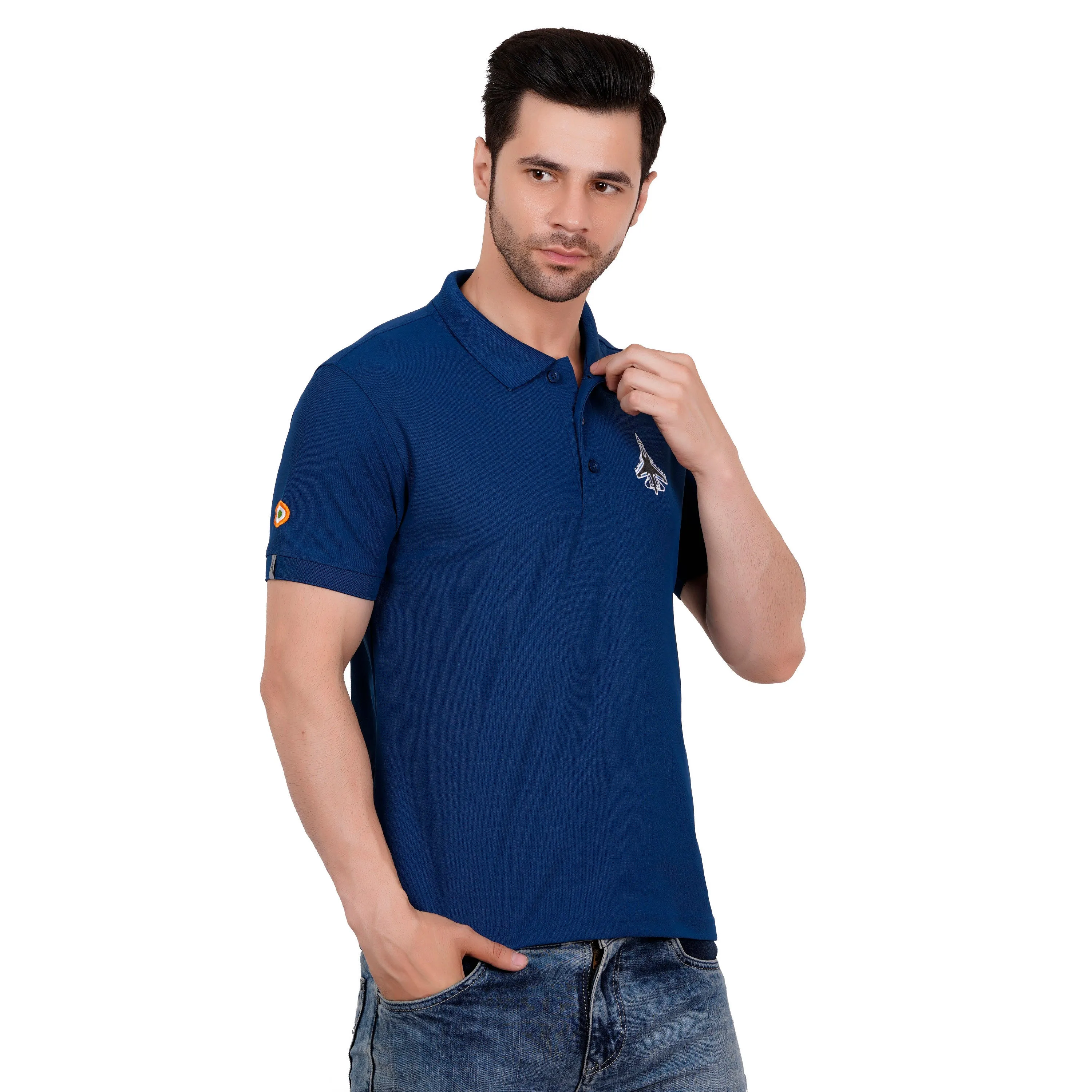 Men's Polos T Shirt SUKHOI-30 RAMA BLUE